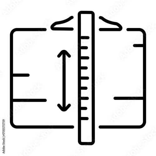 A linear style icon representing t scale