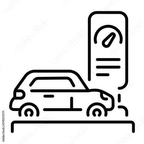 A linear style icon representing car diagnosis