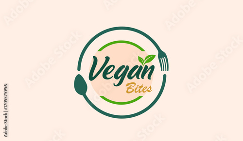 Elegant vegan logo template combining natural elements with stylish typography. Great for food startups, vegan cafes, nutrition brands, organic shops, and wellness identity design.