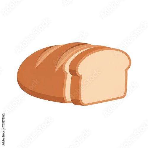 Sliced loaf of bread on a white background.