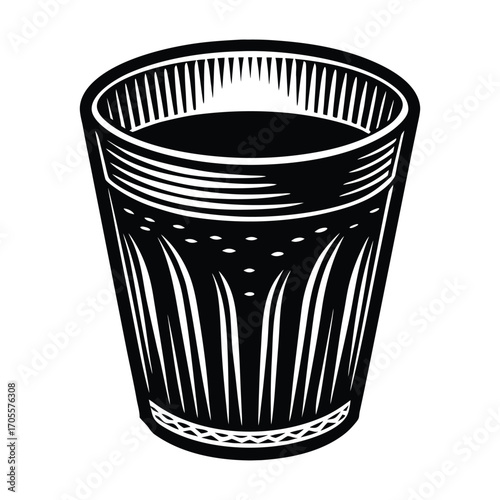 Black and White Drink Glass Illustration Graphic Design on White Background