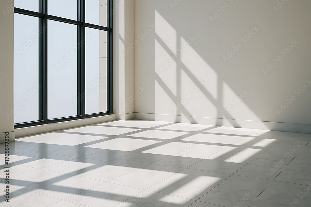Obraz premium Minimalist Sunlight and Shadows on White Wall