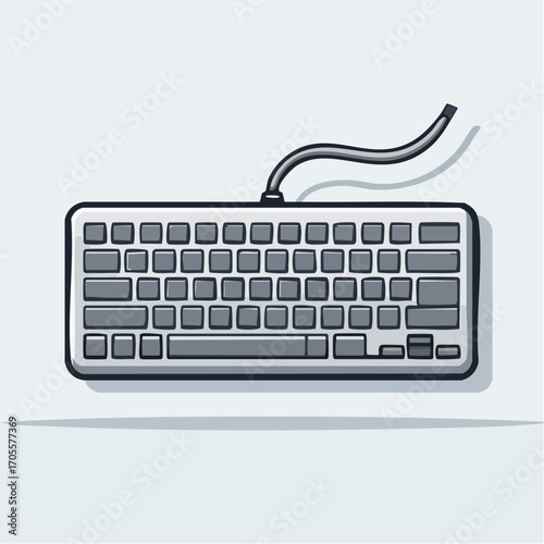 Illustrative depiction of a wired computer keyboard for technology and communication scenarios