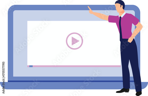 Man playing video by touching screen