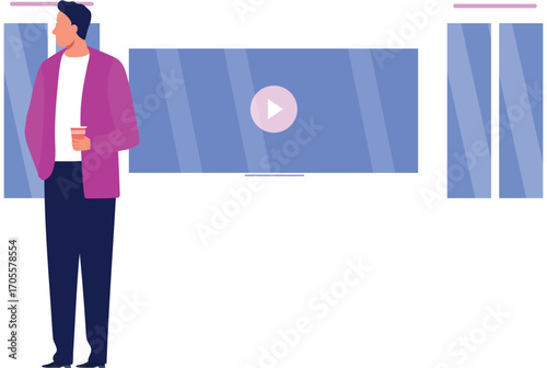 Man standing in cinema screen