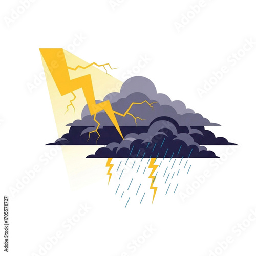 Stormy Weather With Lightning And Rain.