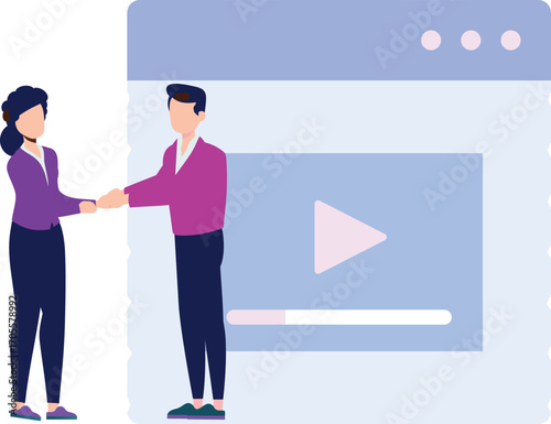 Two video investors shaking hands
