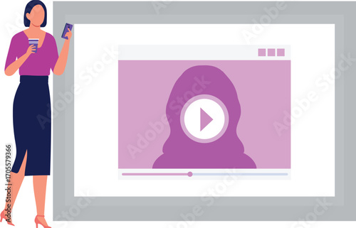 Woman talking with her friend on video call