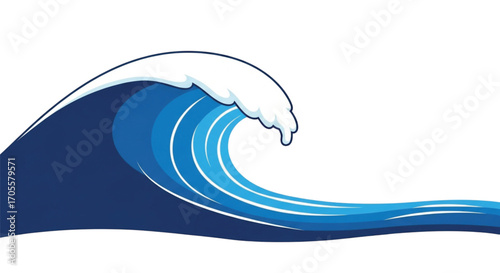 Stylized Blue Ocean Wave Crashing.