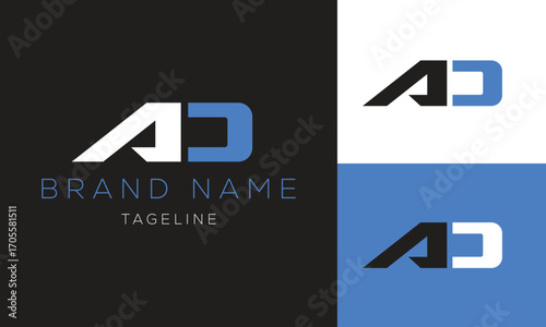 Letter AD Logo Design, AD logo icon vector design, AD monogram logo design