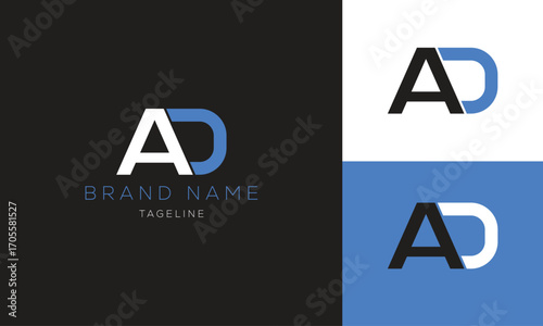 Letter AD Logo Design, AD logo icon vector design, AD monogram logo design