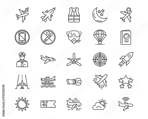 Airplane Line Vector Icons