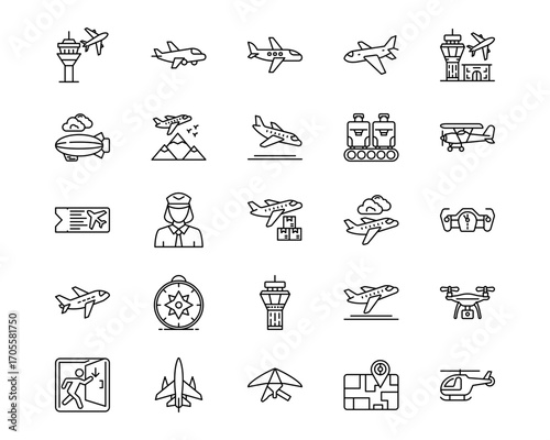 Airplane Line Vector Icons