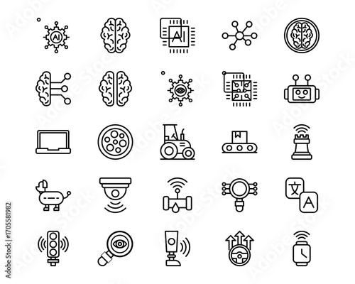 Artificial Intelligence Line Vector Icons