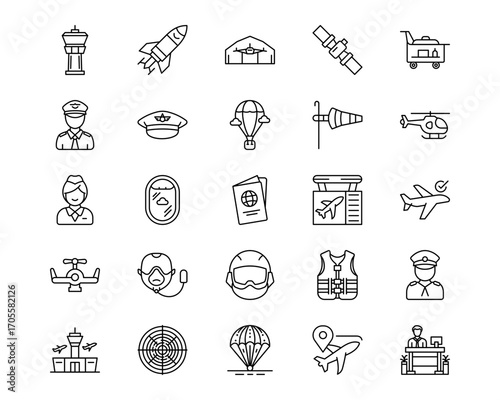 Aviation Line Vector Icons