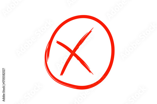 A simple red x mark inside a red circle drawn on a plain white background in a minimalist style