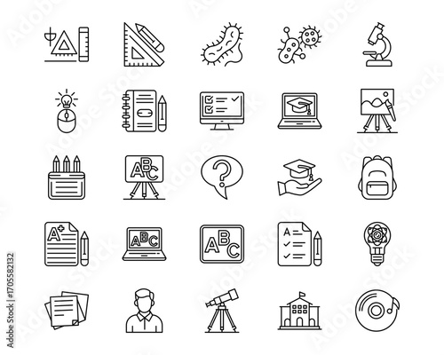 Back to School Line Vector Icons