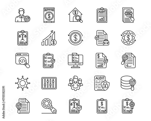Business Audit Line Vector Icons