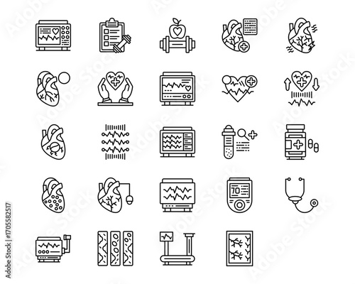 Cardiology Line Vector Icons