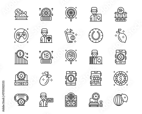Casino Line Vector Icons