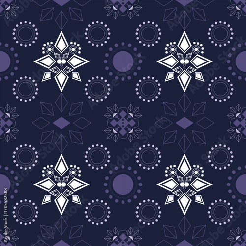 Tribal seamless violet indigo mystical pattern