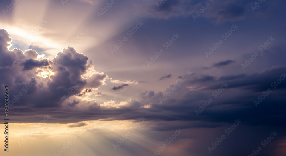 Obraz premium Dramatic Sunset Sky Over Calm Ocean Water.