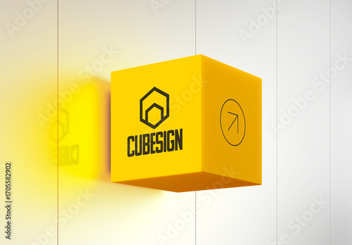 Cube Lightbox Sign Mockup