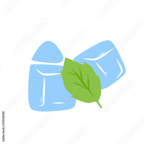 Wallpaper Mural illustration of ice cubes with mint leaves Torontodigital.ca