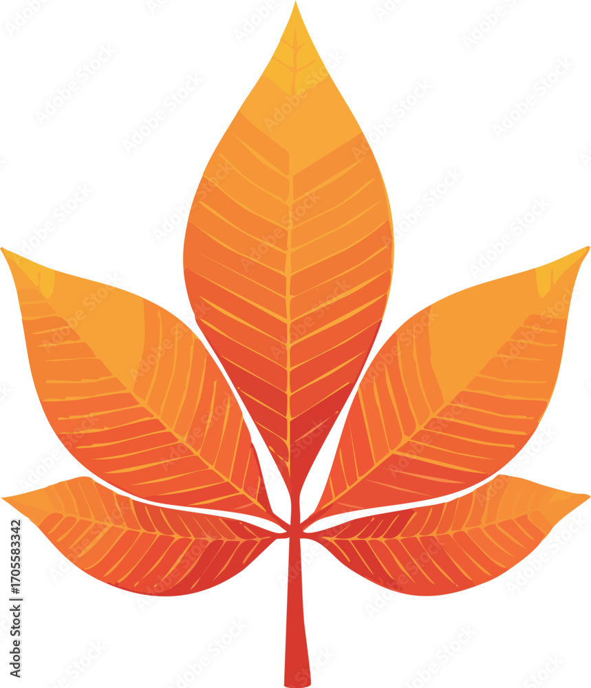 Obraz premium A single, stylized autumn leaf with orange and red tones. A simple vector icon or illustration for fall seasonal designs. Generative AI