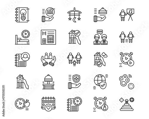 Daycare Line Vector Icons