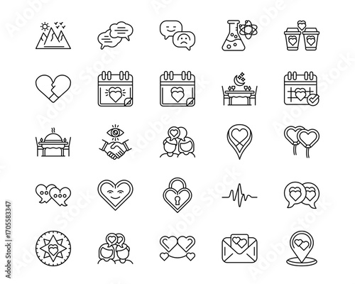 Dating App Line Vector Icons