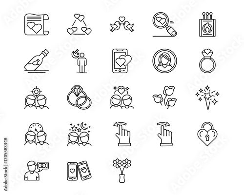 Dating App Line Vector Icons