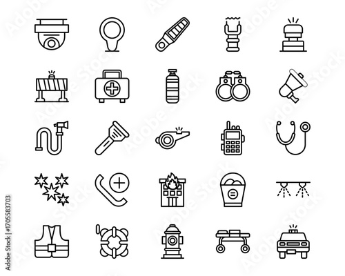 Emergency Services Line Vector Icons