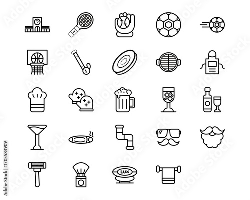 Fathers Day Line Vector Icons