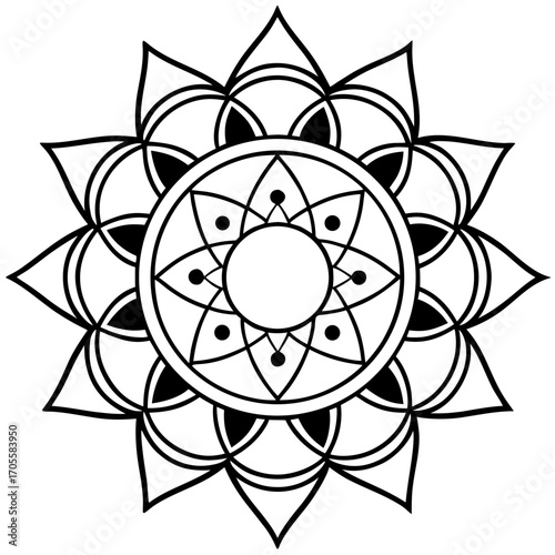 Moon Cycle Line Art Mandala