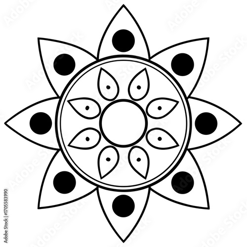 Moon Cycle Line Art Mandala