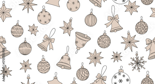 Christmas ornaments and bells pattern design.