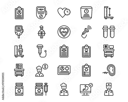 Health Checkup Line Vector Icons