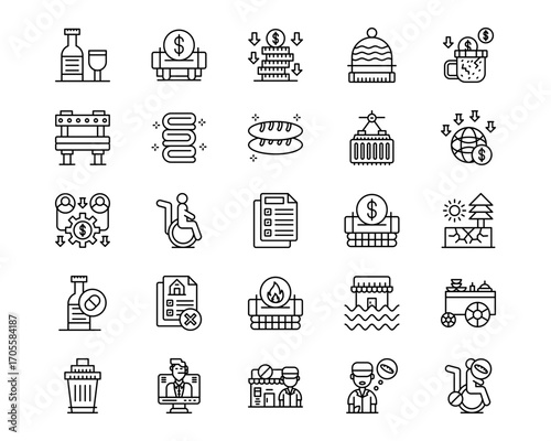 Homeless Line Vector Icons