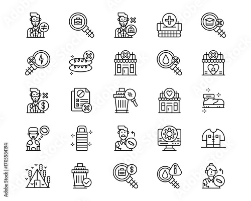 Homeless Line Vector Icons