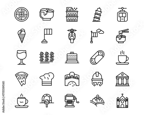 Italy Line Vector Icons