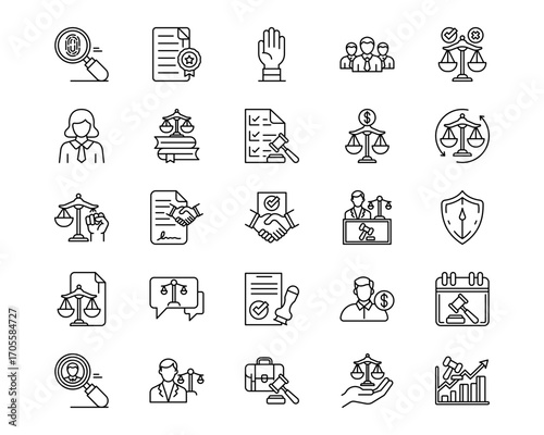 Legal Services Line Vector Icons