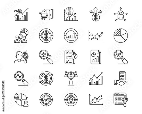 Market Research Line Vector Icons