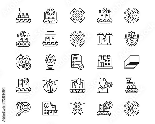 Mass Production Line Vector Icons