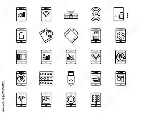 Mobile UI & UX Line Vector Icons