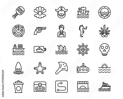 Ocean Line Vector Icons