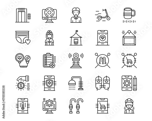 Nursing Home Line Vector Icons