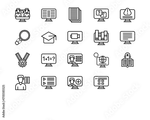 Online Education Line Vector Icons