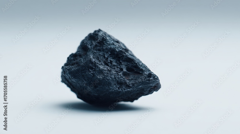 Fototapeta premium Black Volcanic Rock on a Smooth White Surface for Natural Textures