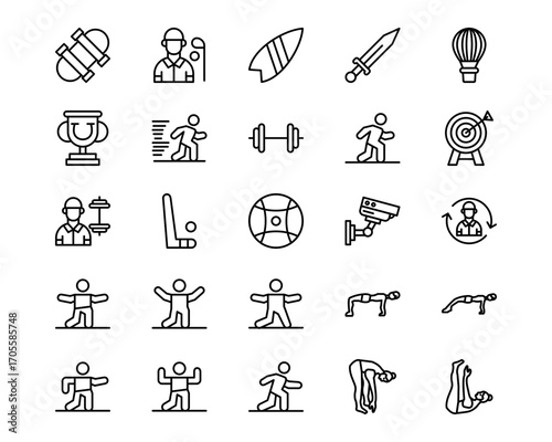 Physical Fitness Line Vector Icons